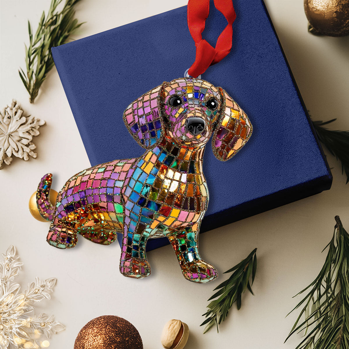 Acrylic Ornament Mosaic Dachshund Perfect Holiday Tree Decoration