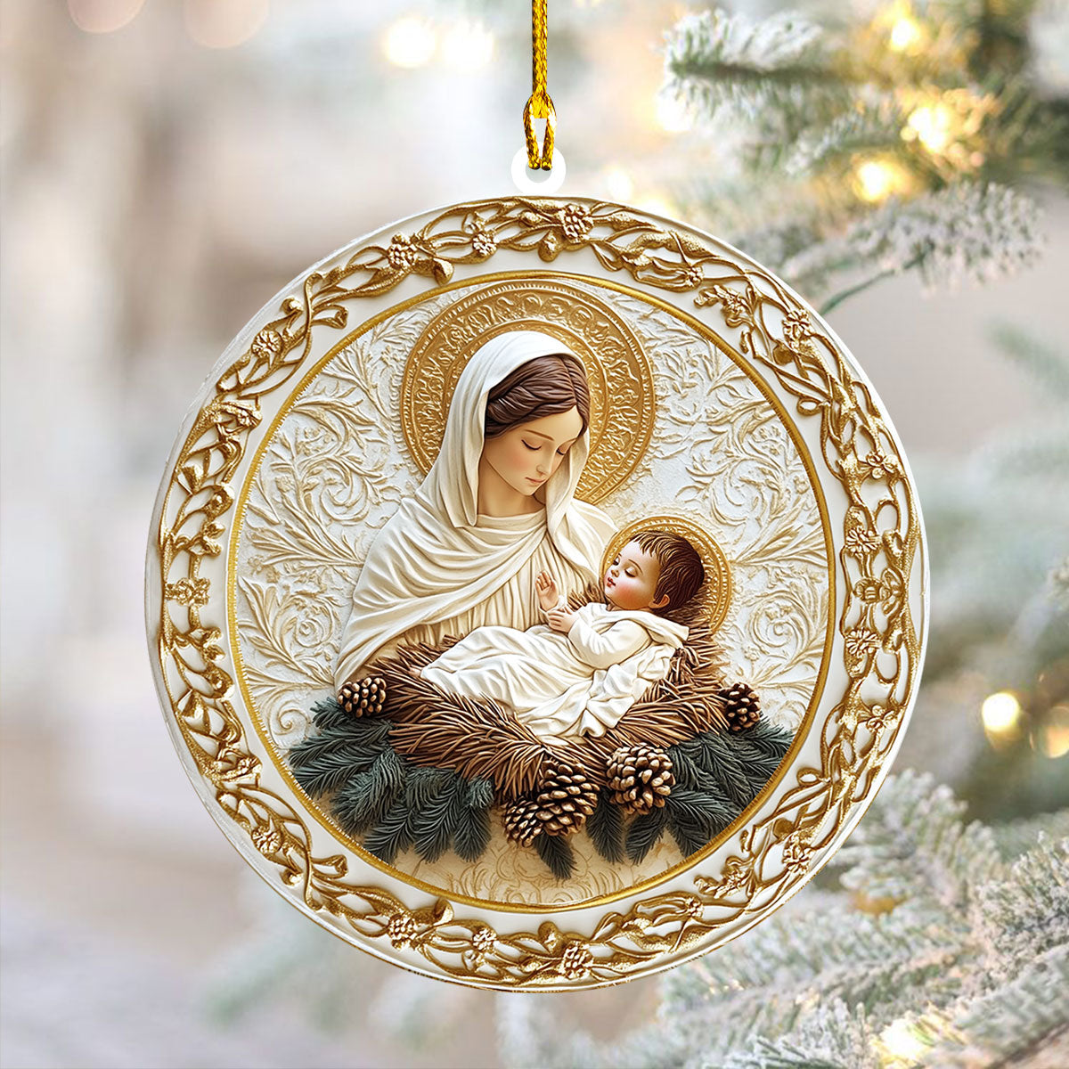 Acrylic Ornament Mothers Embrace Mary Jesus Charming Personalized Ornament