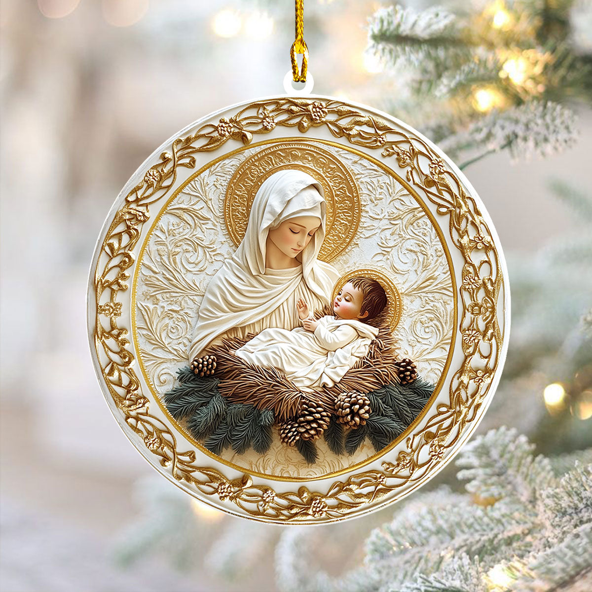 Acrylic Ornament Mothers Love Nativity Cozy Christmas Tree Decoration