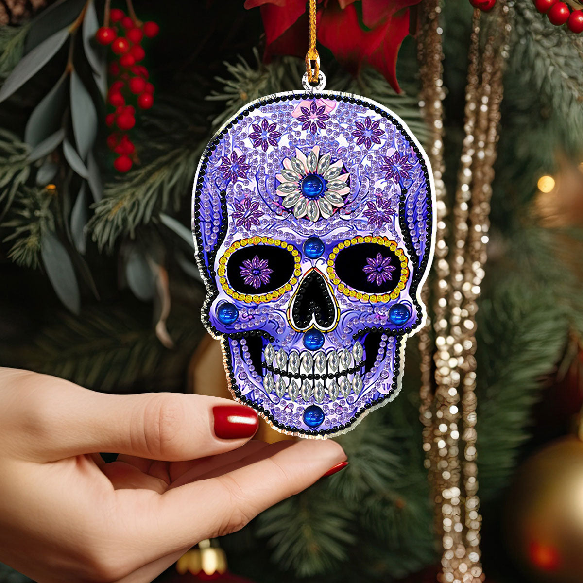 Acrylic Ornament Mystic Bloom Skull Unique Merch Ornament Gift