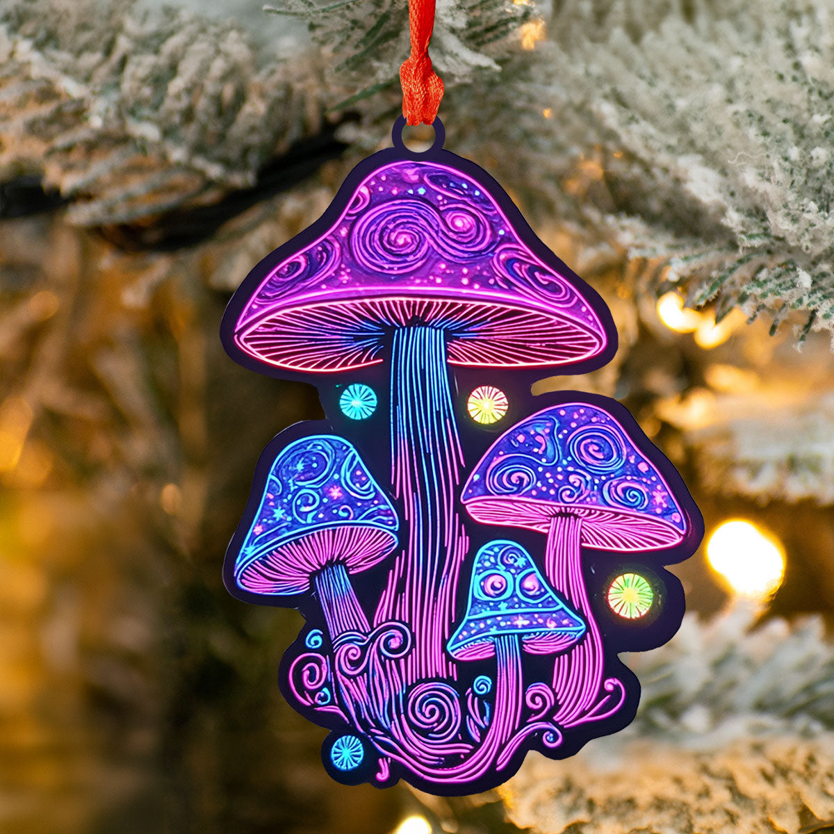 Acrylic Ornament Mystical Mushroom Cozy Christmas Tree Decoration