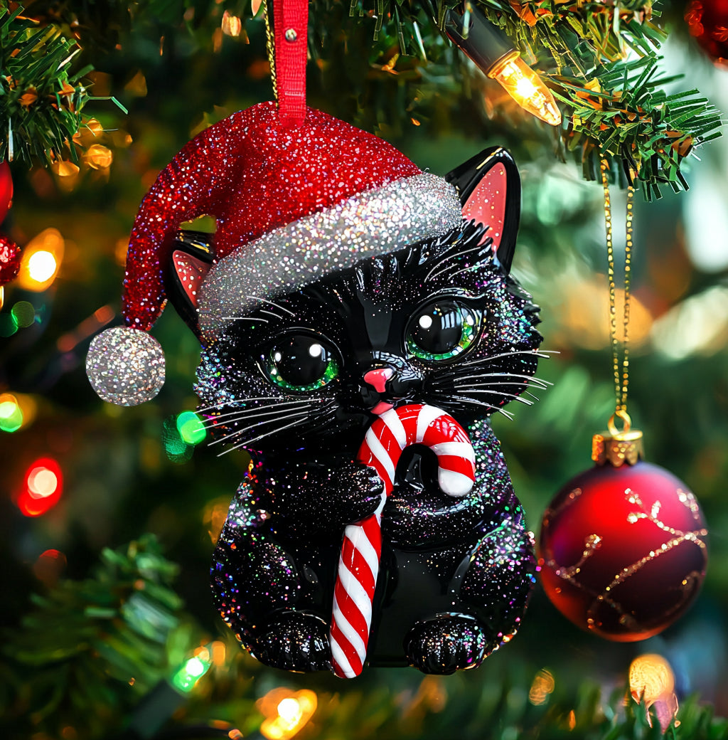Acrylic Ornament Naughty Black Cat Collection Thoughtful Merch For Birthday Magical Christmas Spirit Ornament