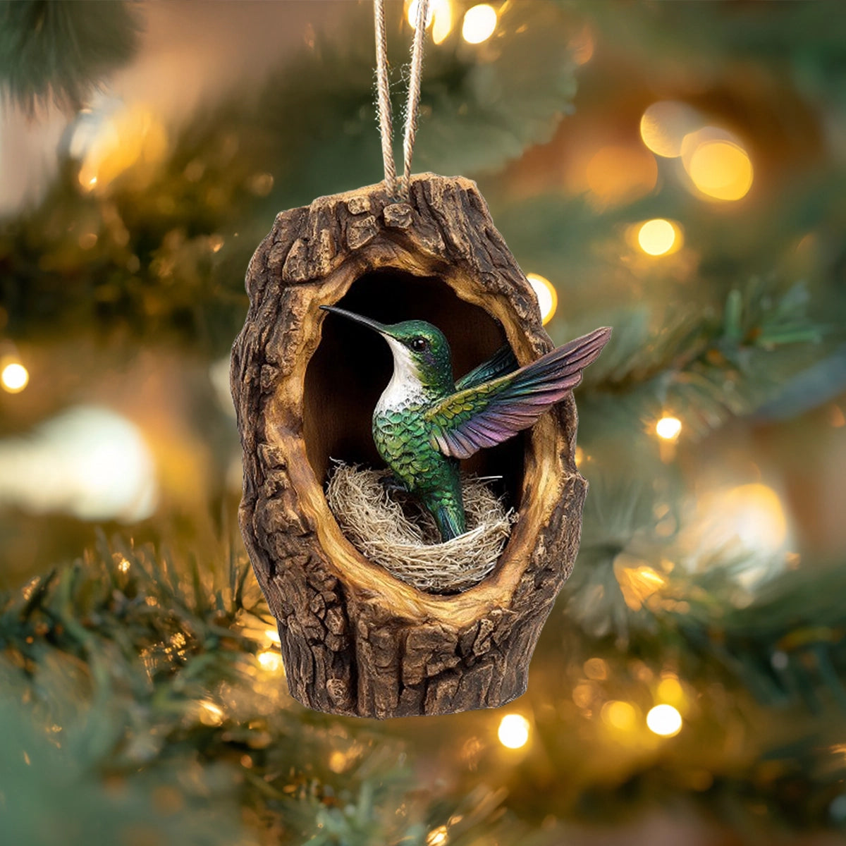 Acrylic Ornament Nestled Hummingbird Lovely Holiday Ornament Gift