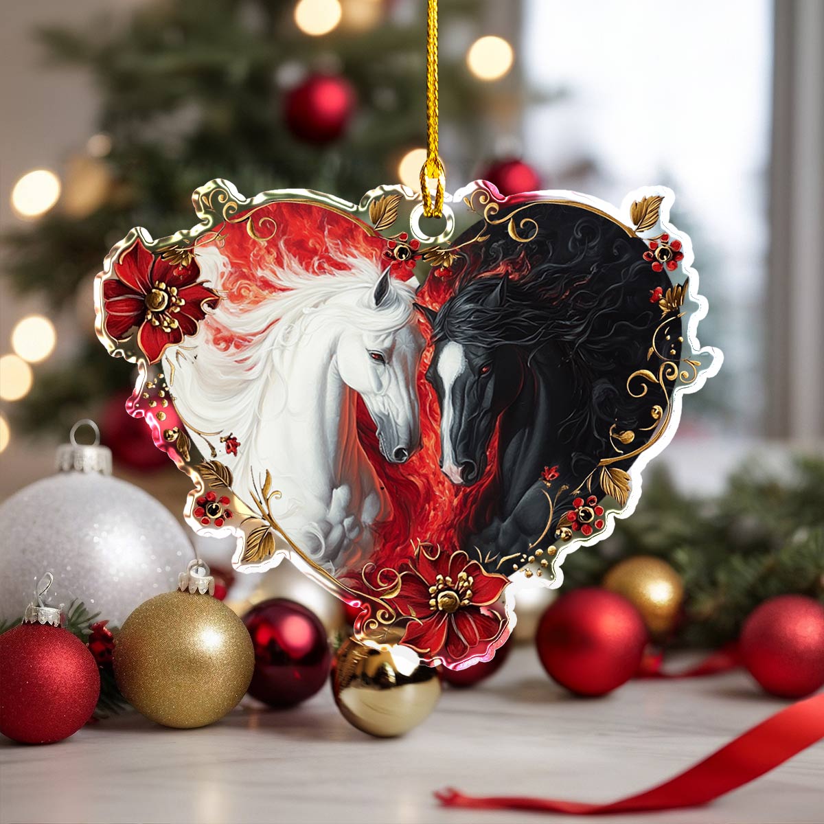 Acrylic Ornament Noble Equine Heartwarming Holiday Decoration
