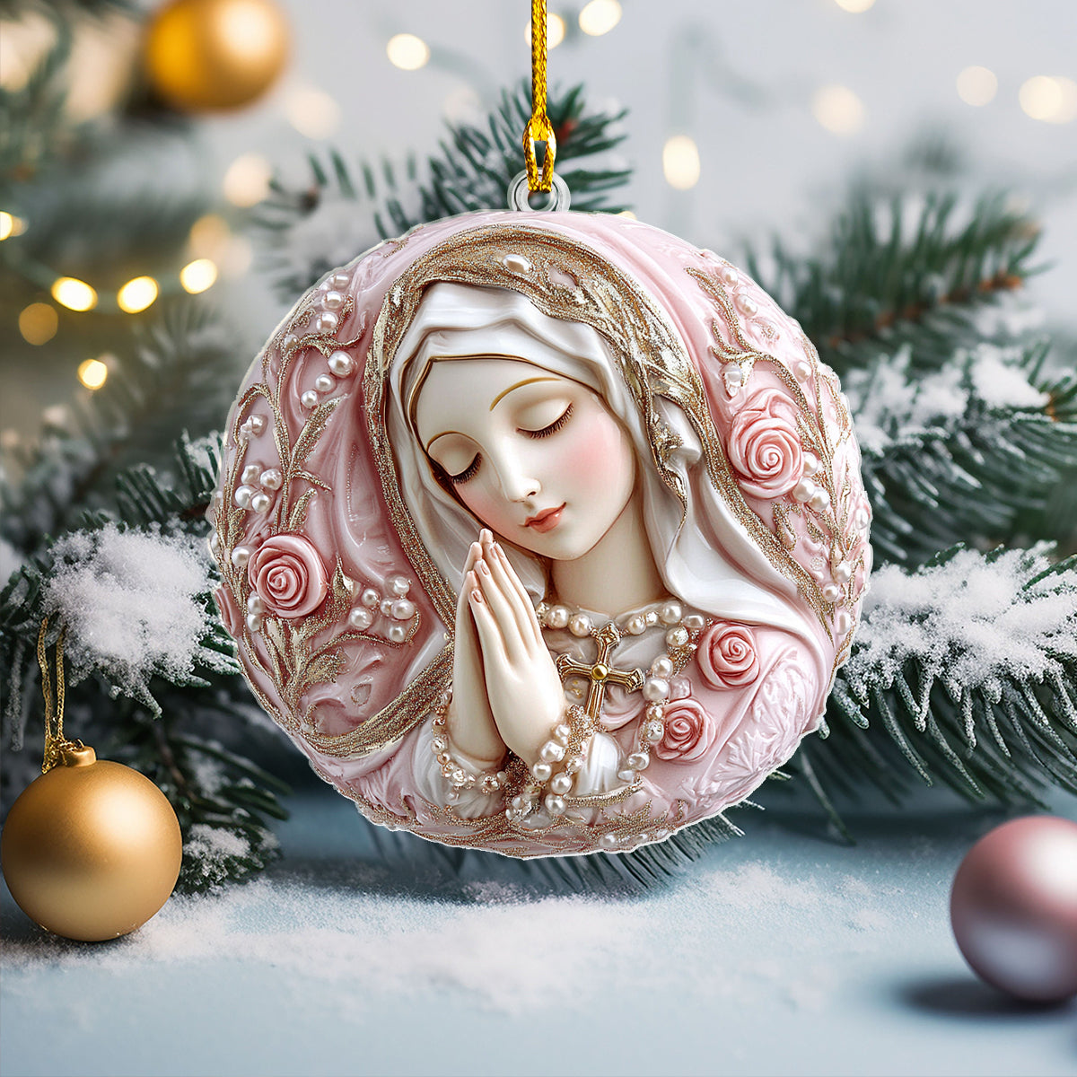 Acrylic Ornament Our Lady Of The Rosary Heartwarming Family Ornament Keepsake