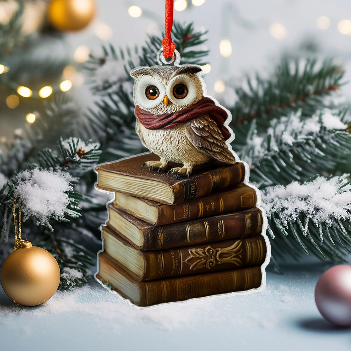 Acrylic Ornament Owl On Books Memorable Family Ornament