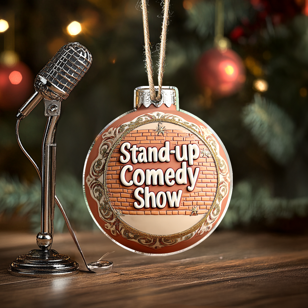 Acrylic Ornament Pack Discount Beige Standup Comedy Show Special Holiday Tree Decor