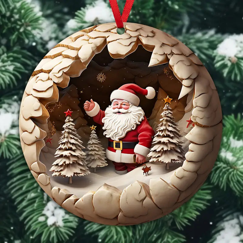 Acrylic Ornament Pack Discount Christmas Santa Wooden Pendants Unique Keepsake Ornament Gift