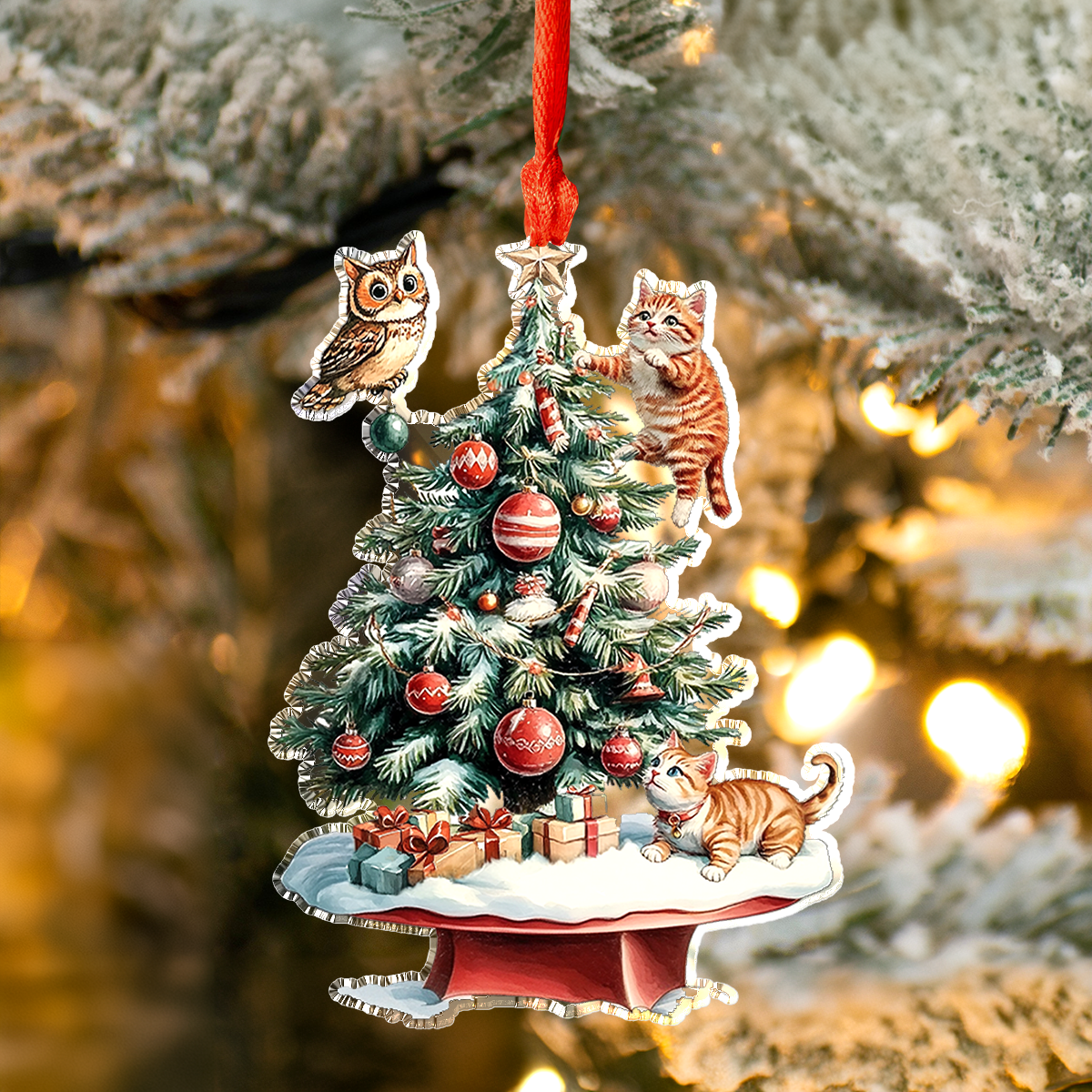 Acrylic Ornament Pack Discount Cute Naughty Kitten Thoughtful Ornament For Dad