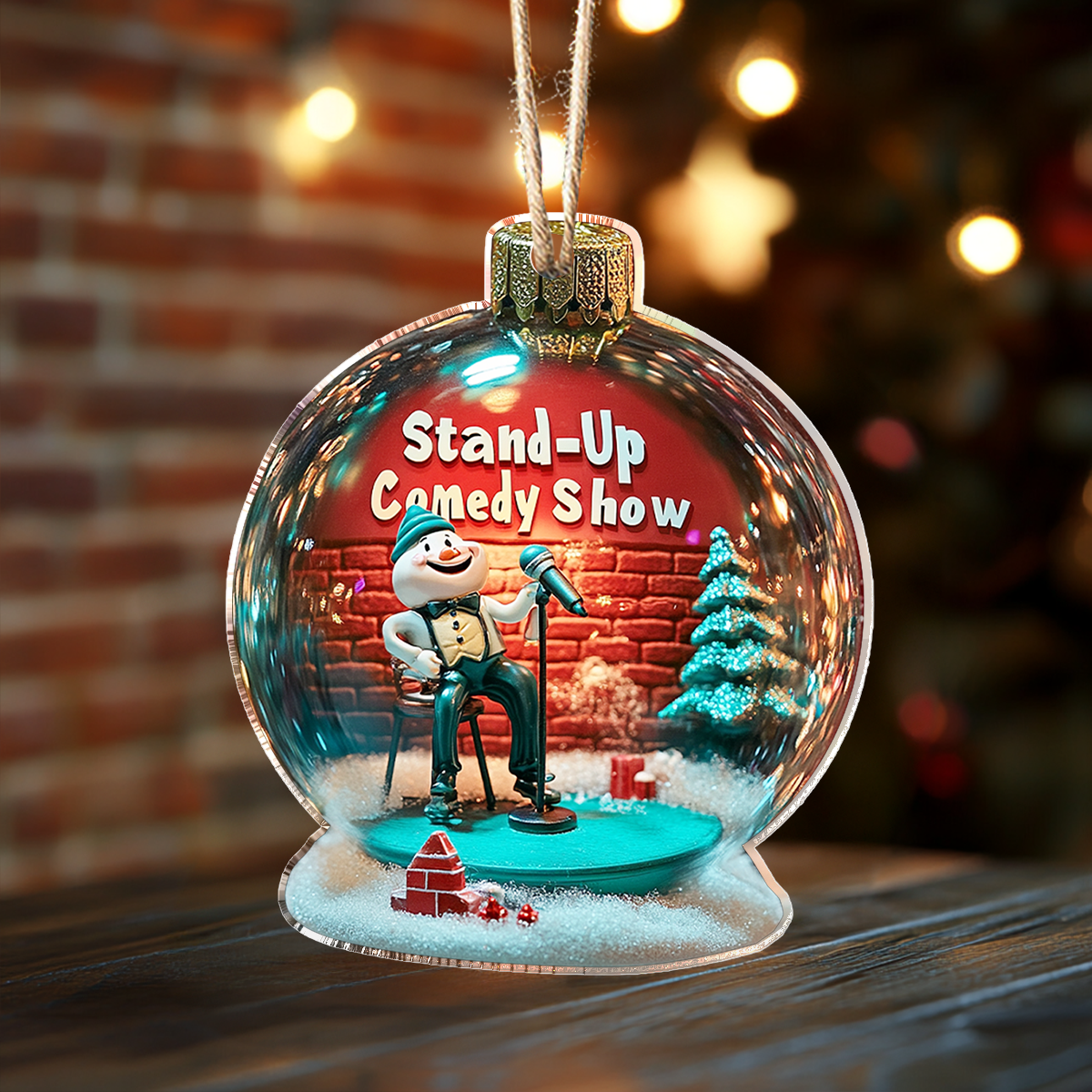 Acrylic Ornament Pack Discount Snowman Standup Comedy Show Charming Ornament For Couples