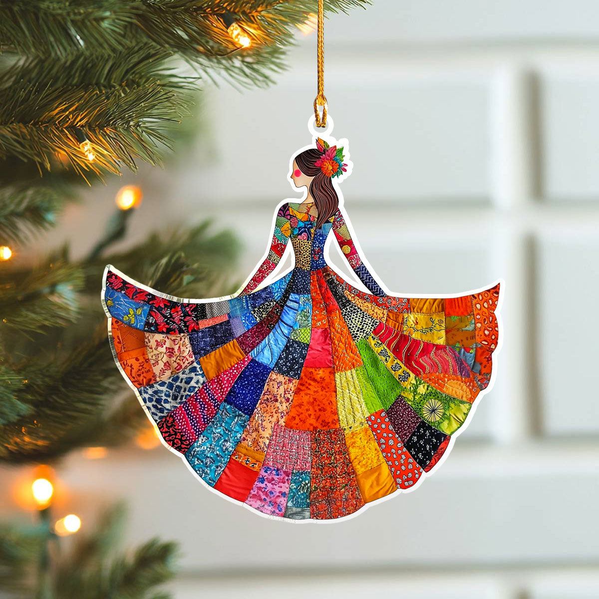 Acrylic Ornament Patchwork Princess Magical Christmas Spirit Ornament