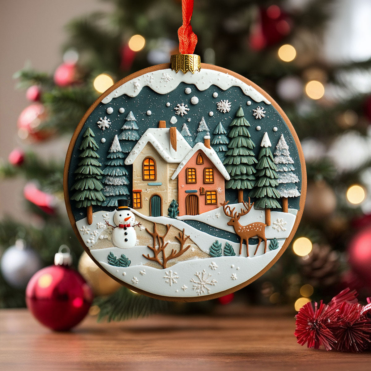 Acrylic Ornament Peaceful Winter Charming Holiday Home Decoration