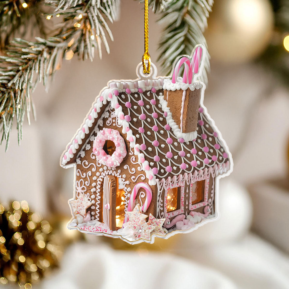 Acrylic Ornament Pink Sweet House Christmas Ornament for Merch Lovers