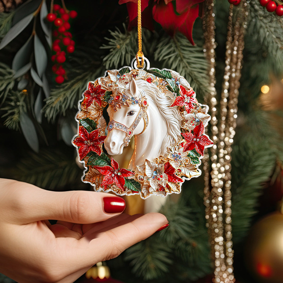 Acrylic Ornament Poinsettia Majestic Horse Collection Heartfelt Ornament For Mom