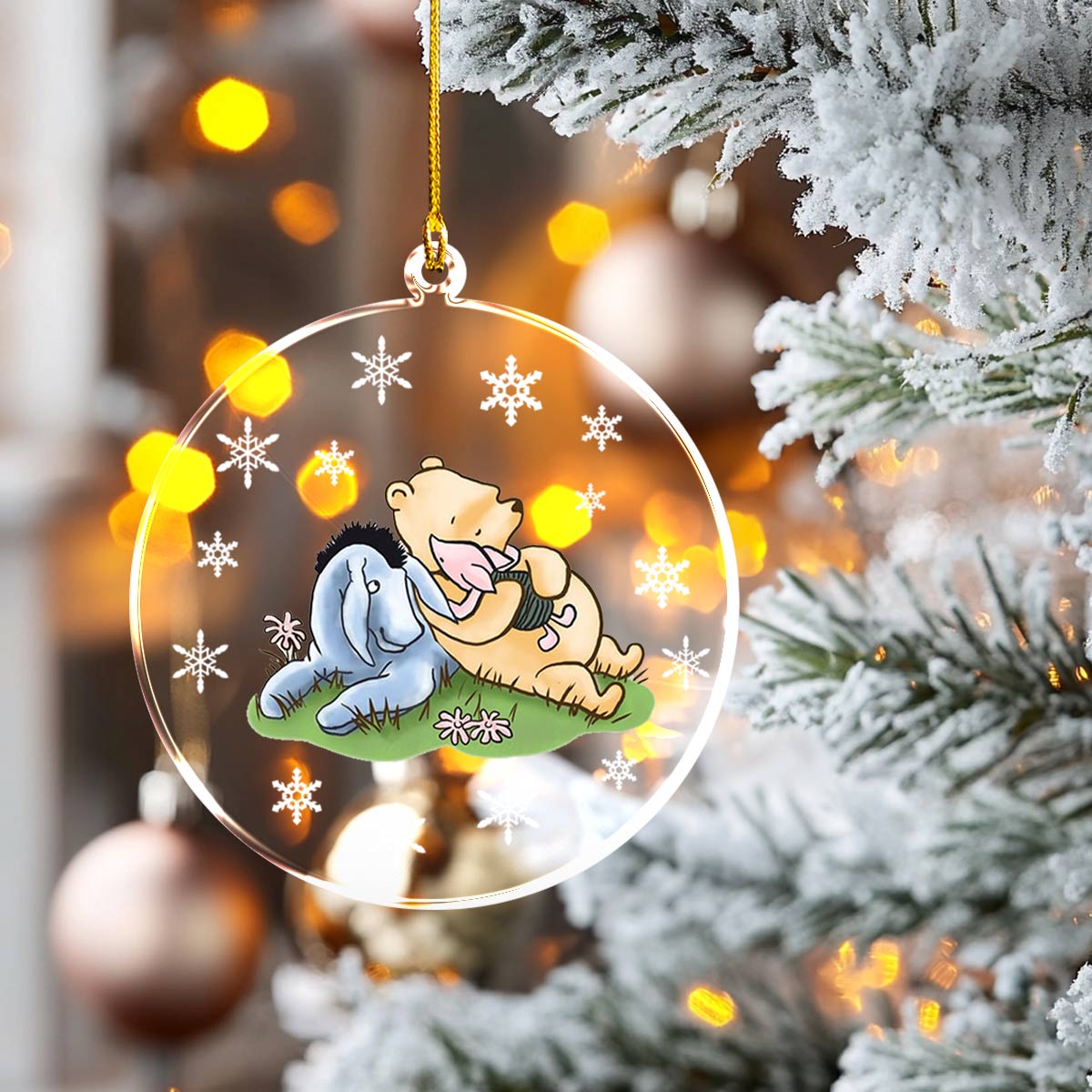 Acrylic Ornament Pooh And Friends Heartwarming Holiday Decoration