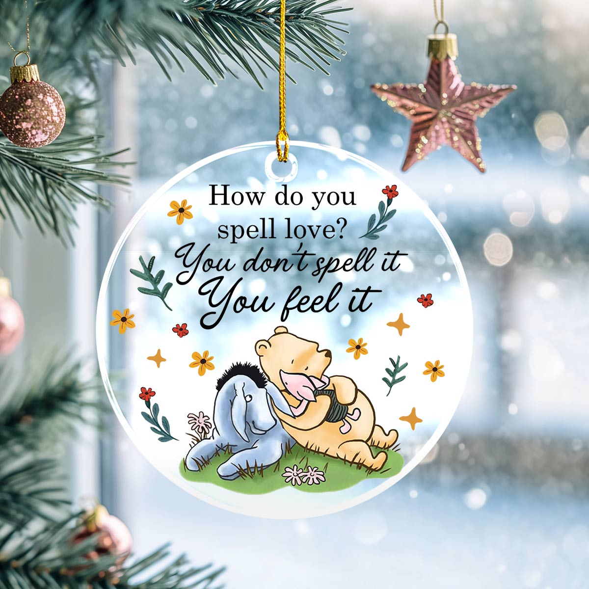 Acrylic Ornament Pooh The Love Stylish Holiday Ornament Design