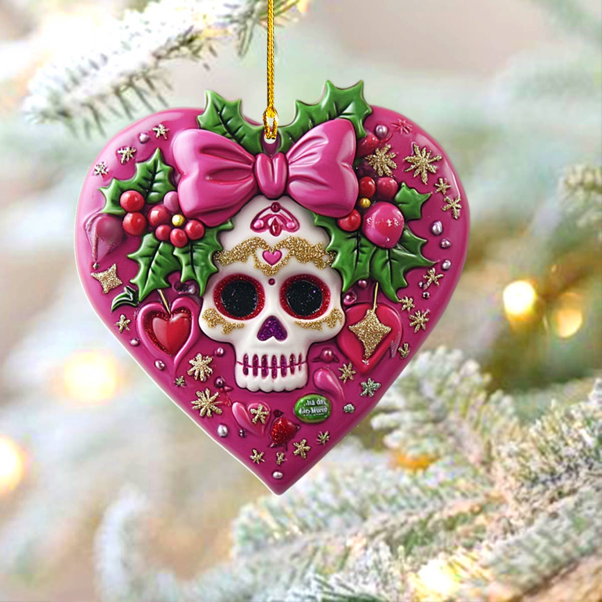 Acrylic Ornament Pretty Skull Must-Have Holiday Tree Ornament