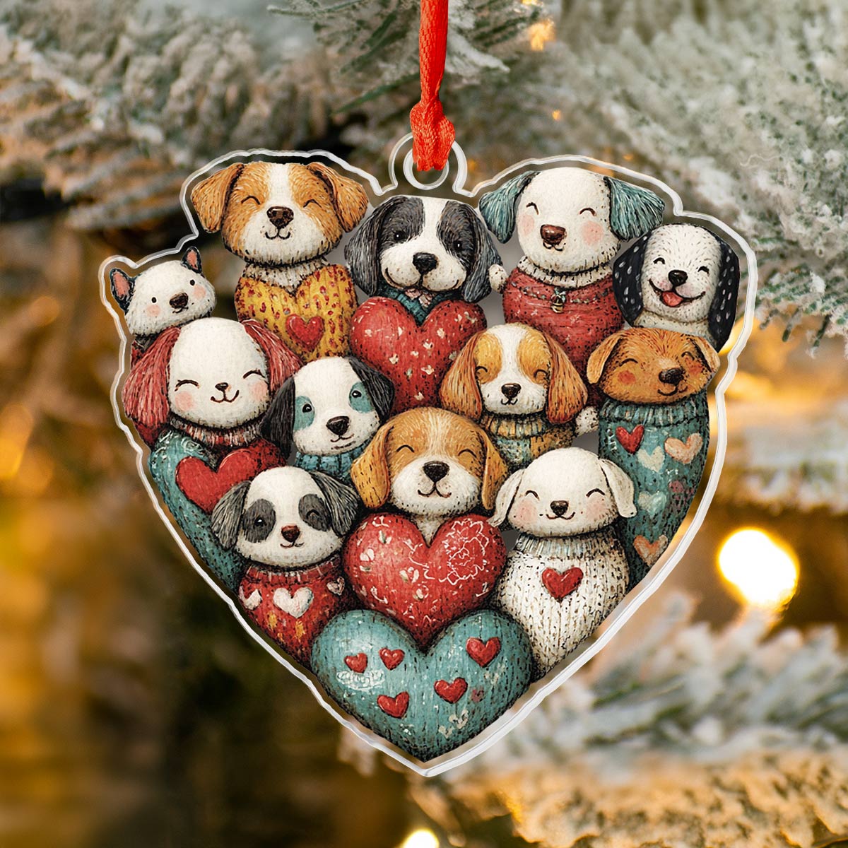 Acrylic Ornament Puppy Love Warm Winter Home Ornament