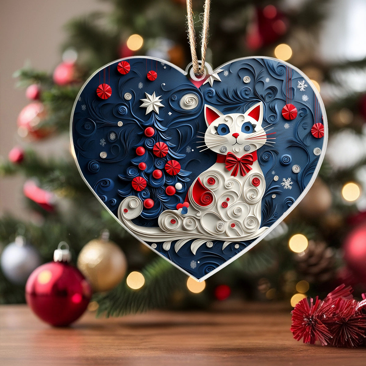 Acrylic Ornament Purrfect Christmas Heart Perfect Ornament Gift For Her