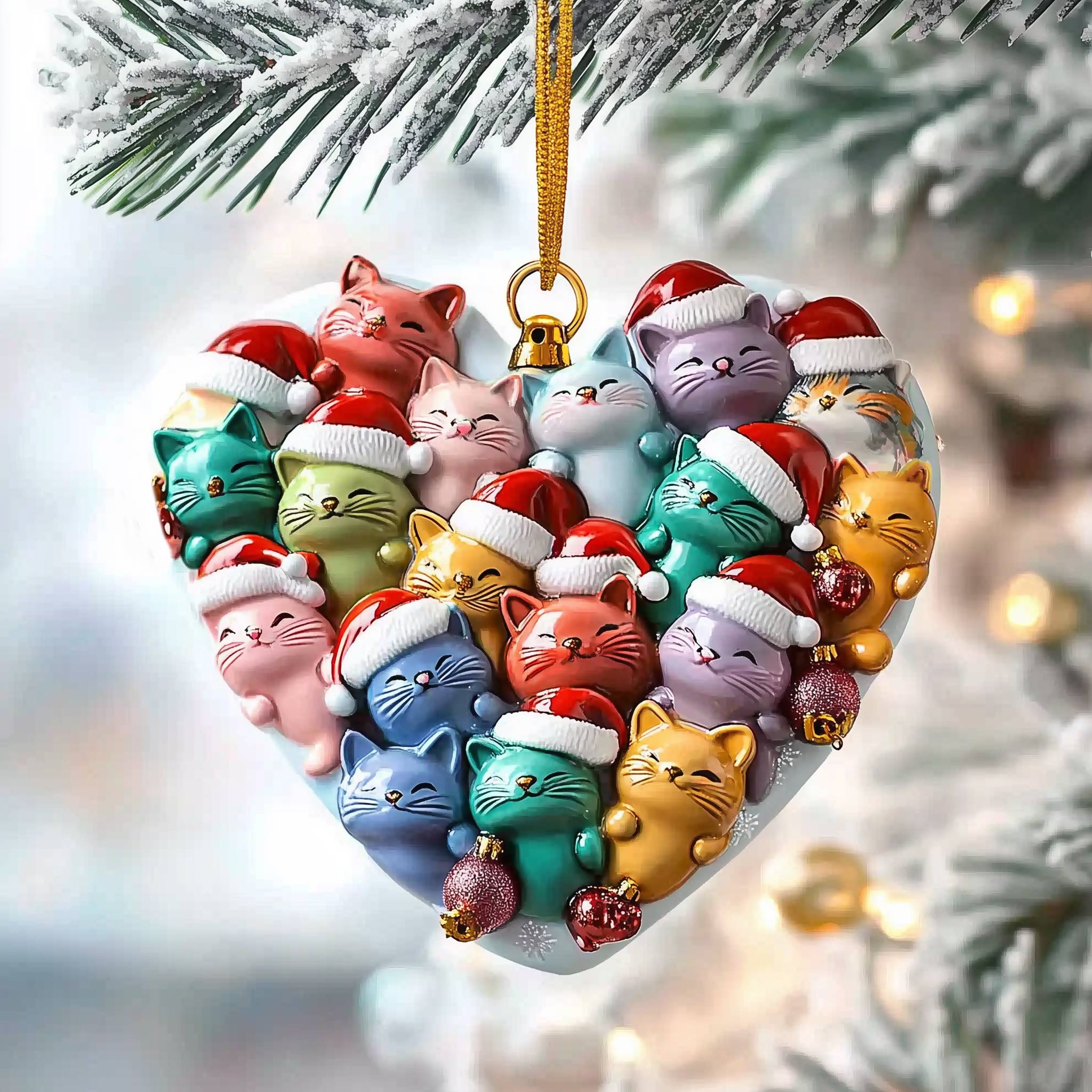 Acrylic Ornament Purrfectly Festive Cat Creative Printed Merch Design Elegant Christmas Tree Ornament