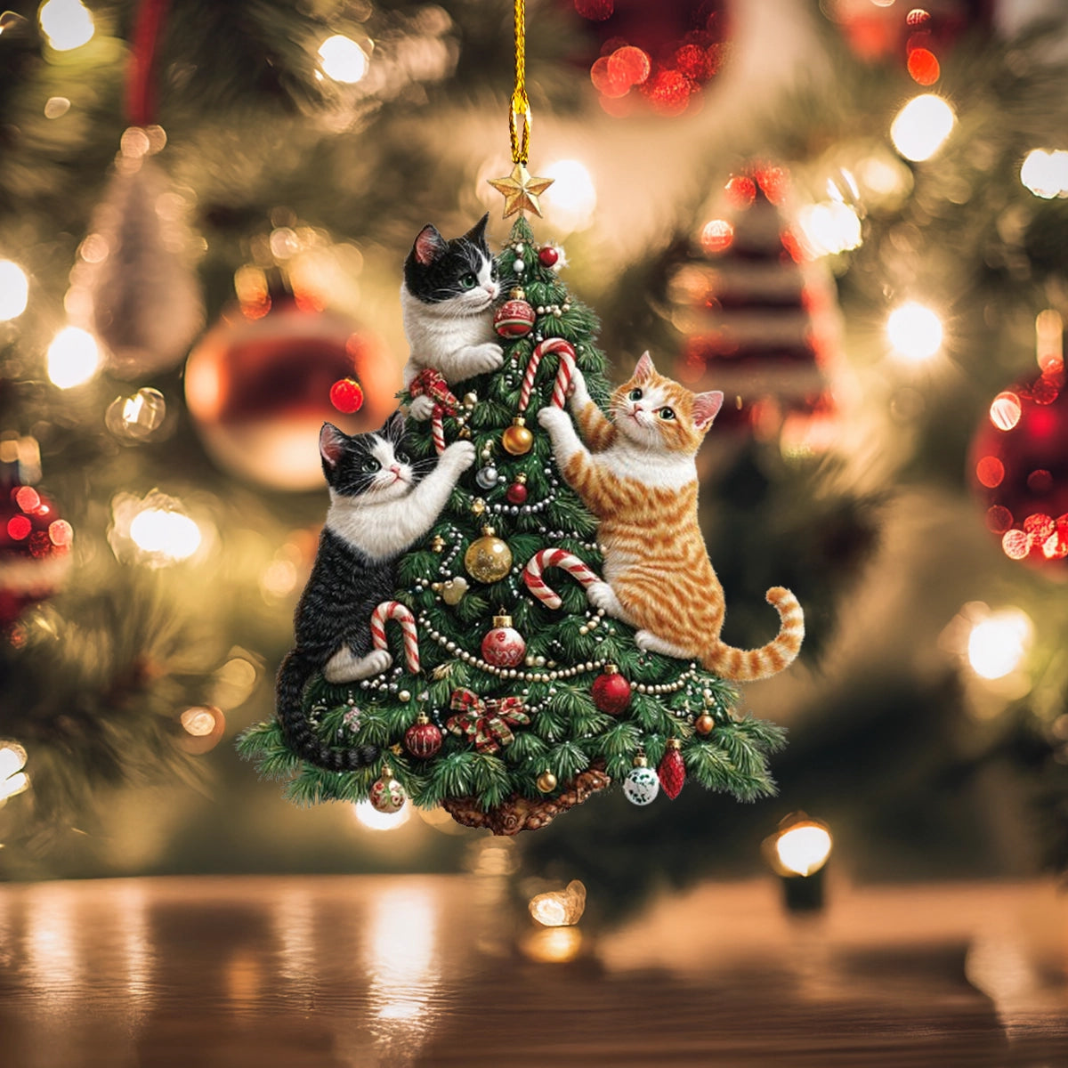 Acrylic Ornament Purrfectly Festive Cat Tree Christmas Ornament for Merch Lovers