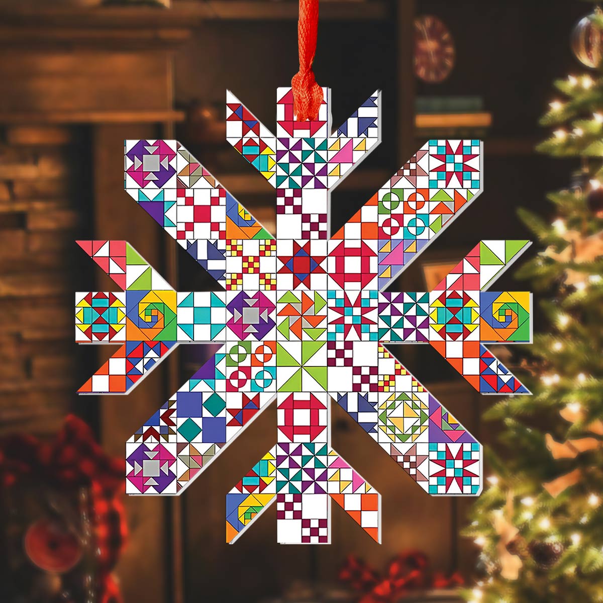 Acrylic Ornament Quilt Block Snowflake Thoughtful Merch For Birthday Perfect Ornament Gift For Her