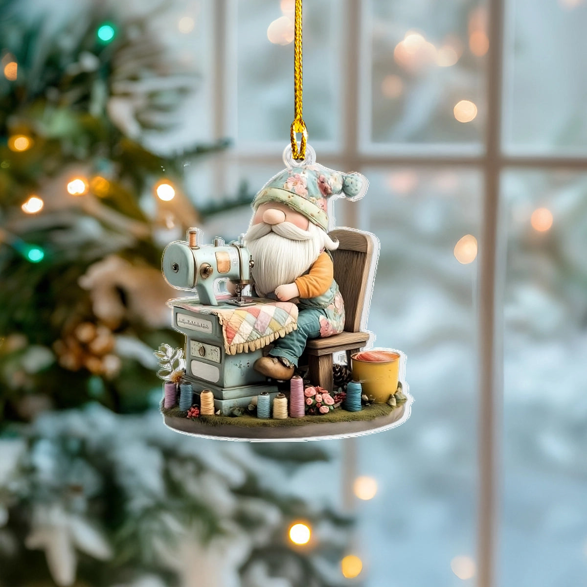 Acrylic Ornament Quilting Gnome Cute Custom Christmas Ornament