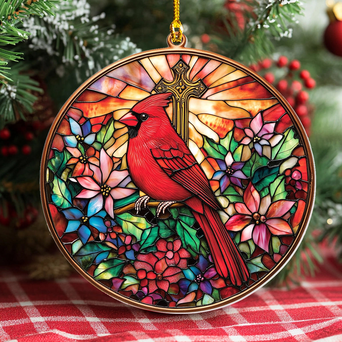 Acrylic Ornament Radiant Cardinal Glory Festive Living Room Ornament