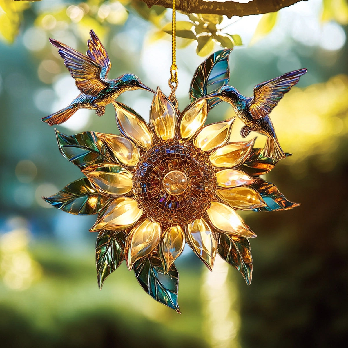 Acrylic Ornament Radiant Sunflower Hummingbird Memorable Merch Keepsake