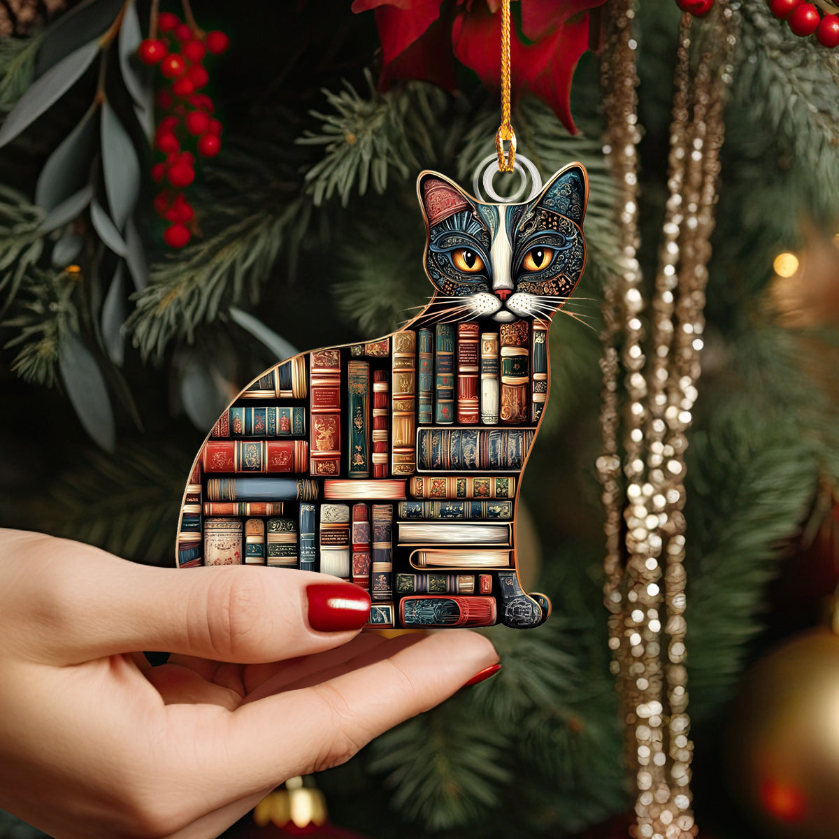 Acrylic Ornament Reading Cat Charming Ornament For Couples