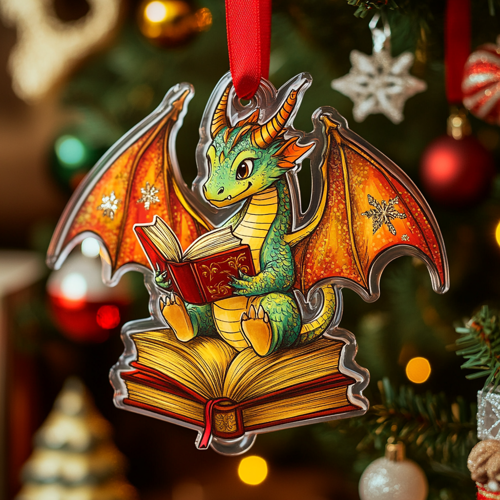 Acrylic Ornament Reading Dragon Charming Ornament For Couples