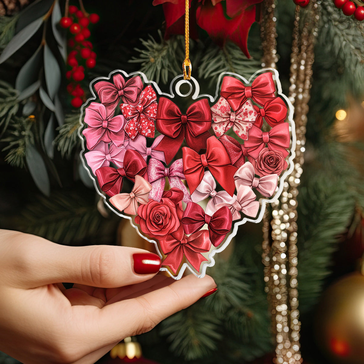 Acrylic Ornament Red Bow Heart Joyful Tree Ornament Collection