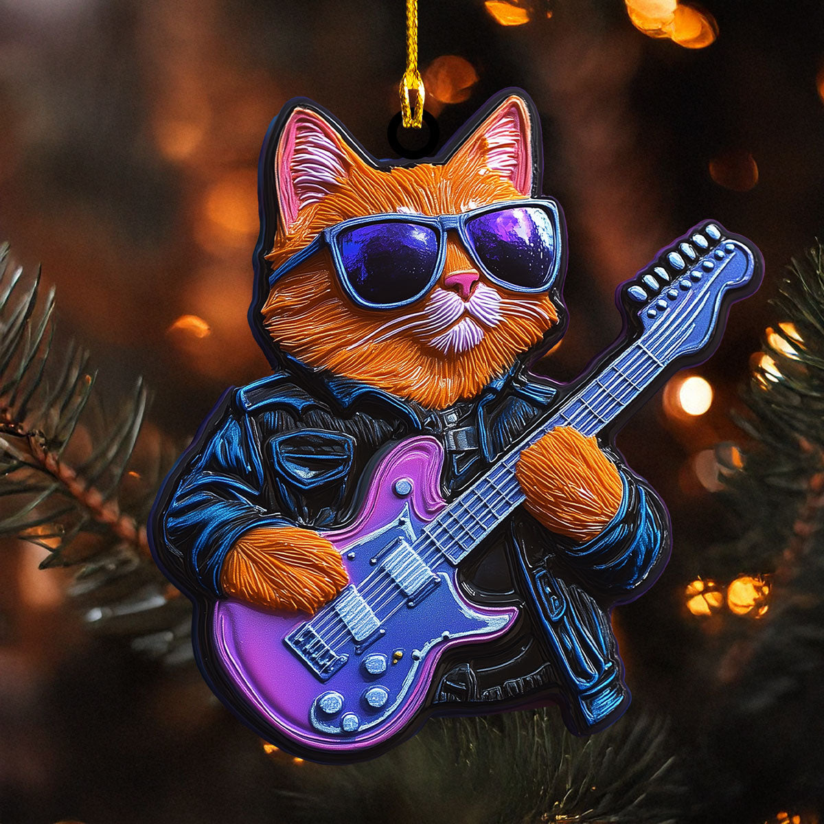 Acrylic Ornament Rockin Meowsician Joyful Tree Ornament Collection