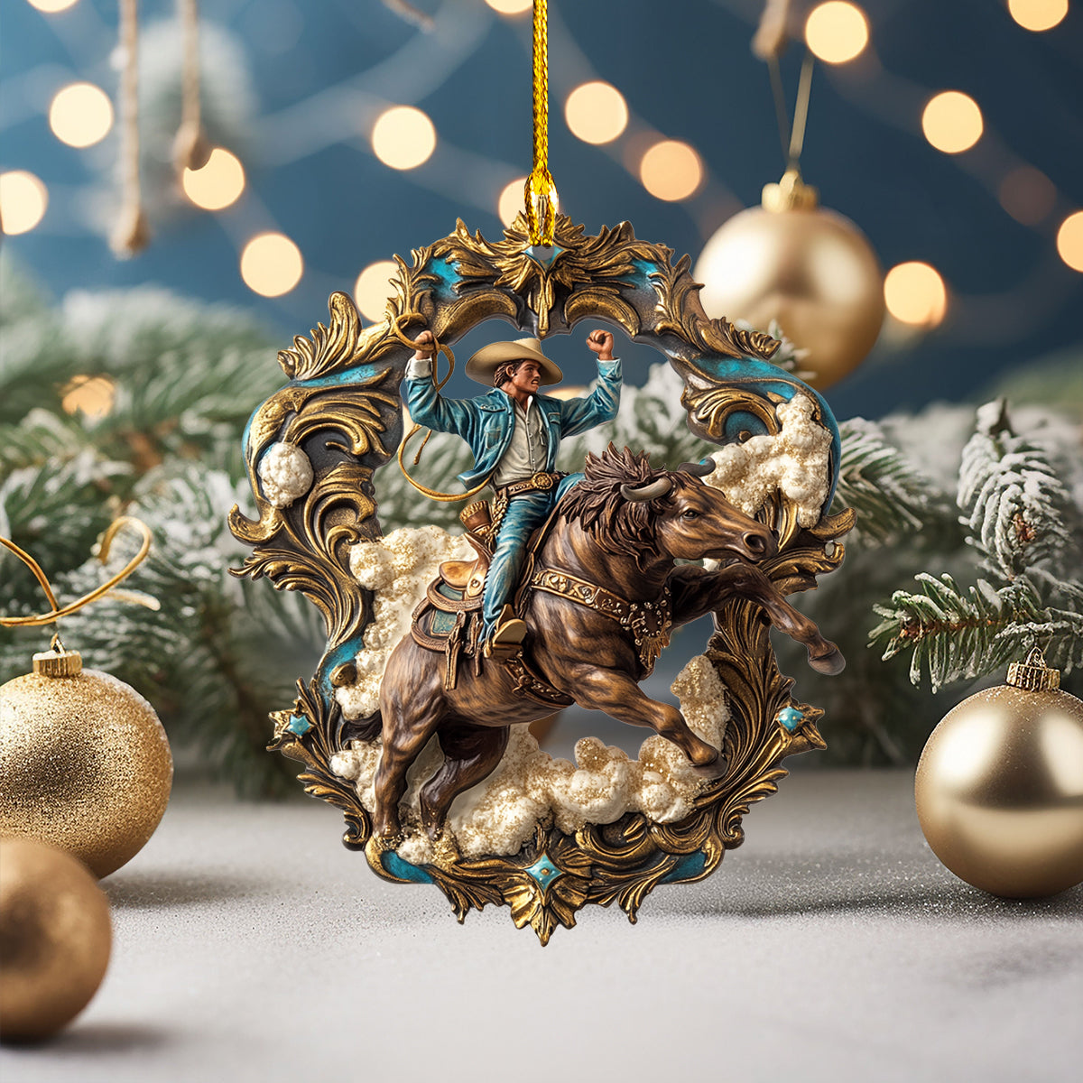 Acrylic Ornament Rodeo Scene Magical Christmas Spirit Ornament