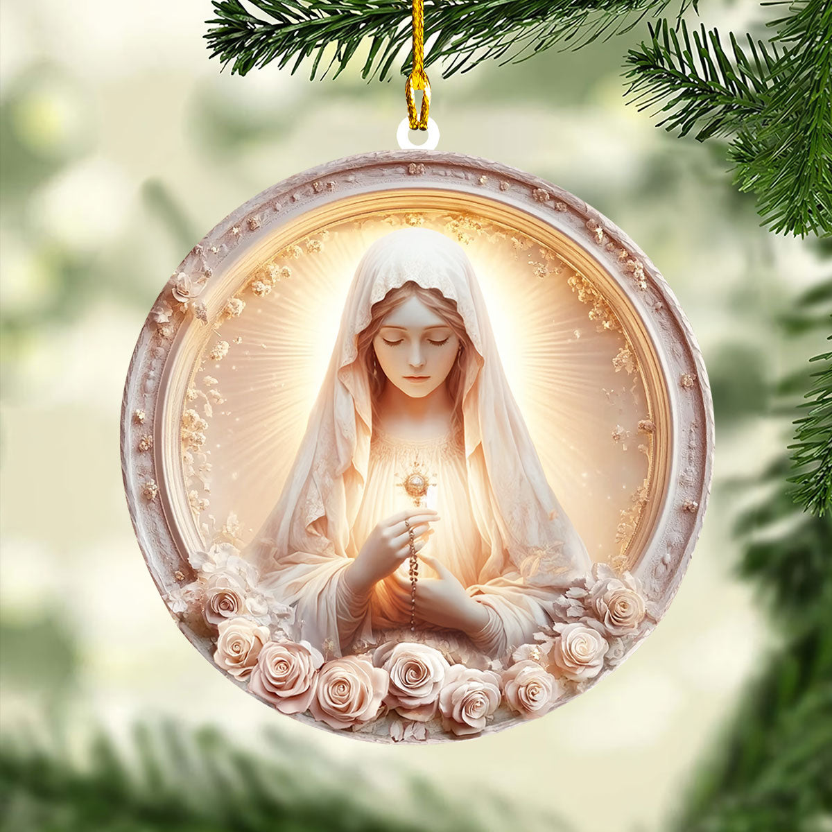 Acrylic Ornament Rose Of The Divine Cozy Christmas Tree Decoration