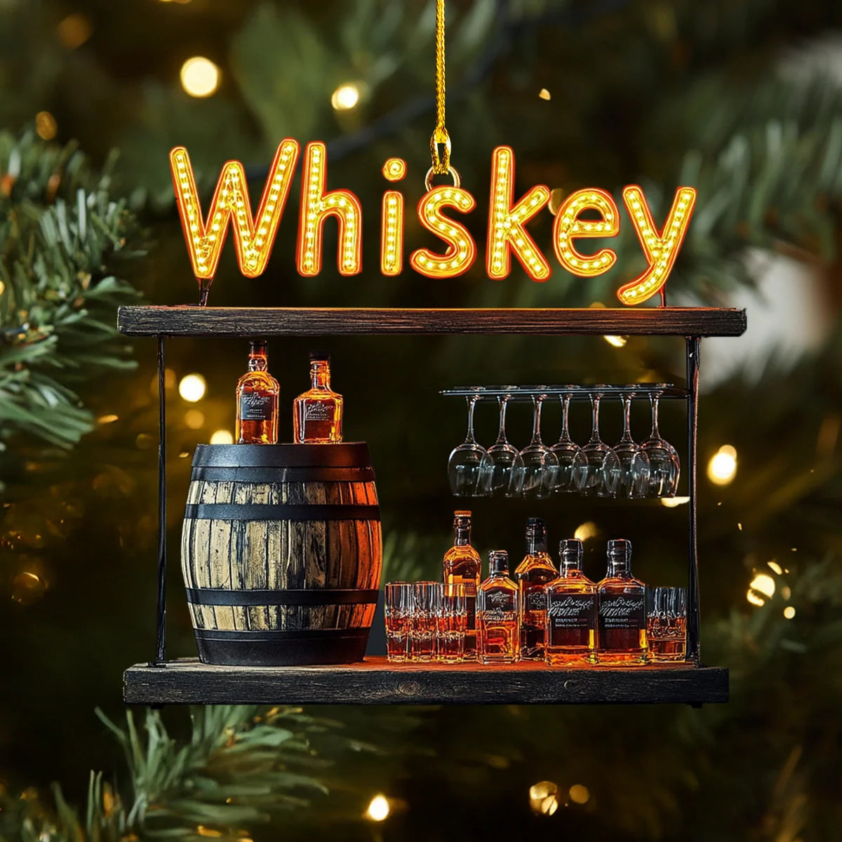 Acrylic Ornament Rustic Whiskey Barrel Memorable Family Ornament