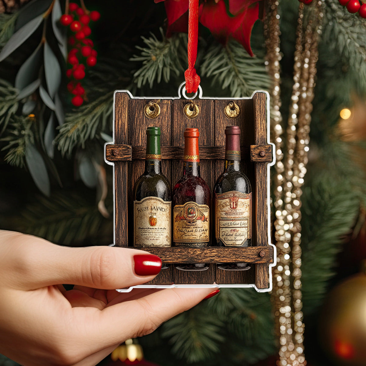 Acrylic Ornament Rustic Wine Rack Holiday Merch Decor Idea