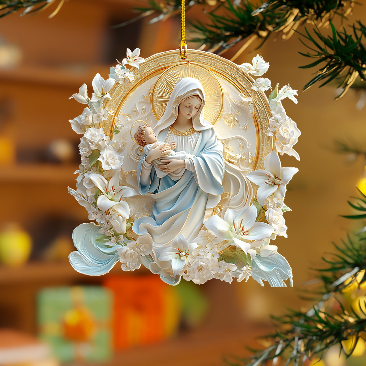 Acrylic Ornament Sacred Embrace Christmas Ornament for Merch Lovers