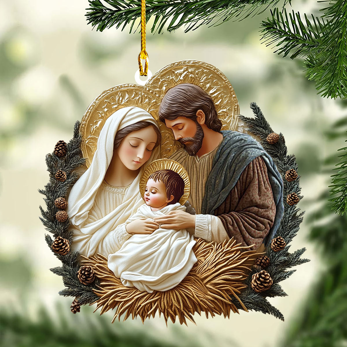Acrylic Ornament Sacred Family Embrace Joyful Christmas Ornament Keepsake
