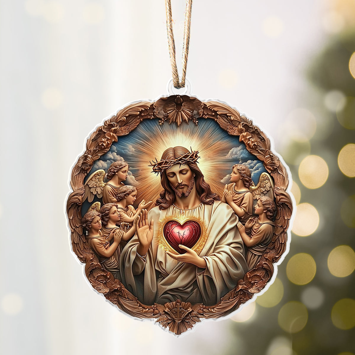 Acrylic Ornament Sacred Heart Of Jesus Joyful Christmas Ornament Keepsake