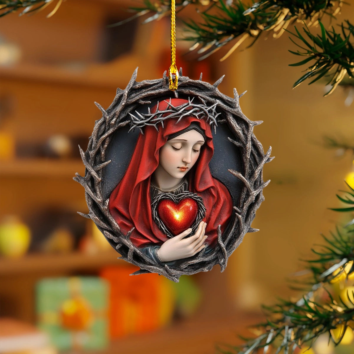Acrylic Ornament Sacred Heart Of Mary Perfect Holiday Tree Decoration