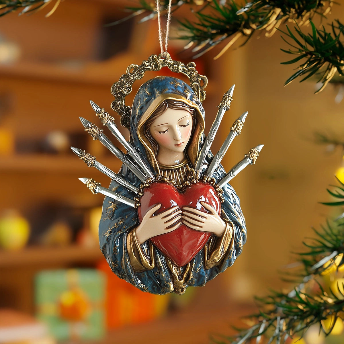 Acrylic Ornament Sacred Heart Of Sorrows Charming Holiday Home Decoration