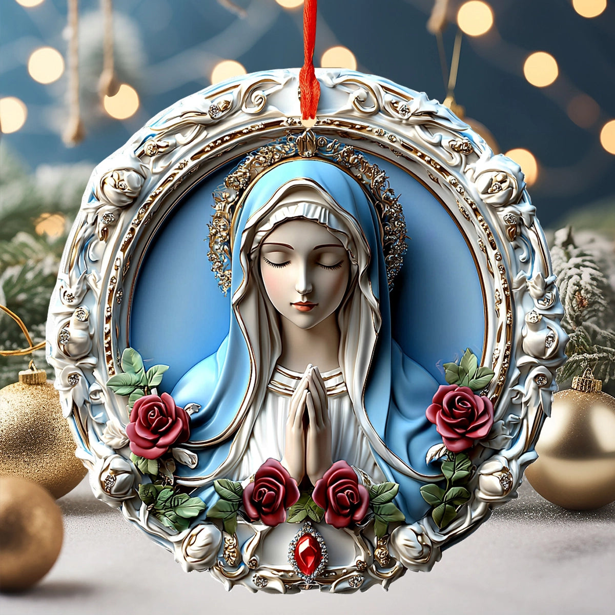 Acrylic Ornament Sacred Heart Virgin Mary Magical Christmas Spirit Ornament