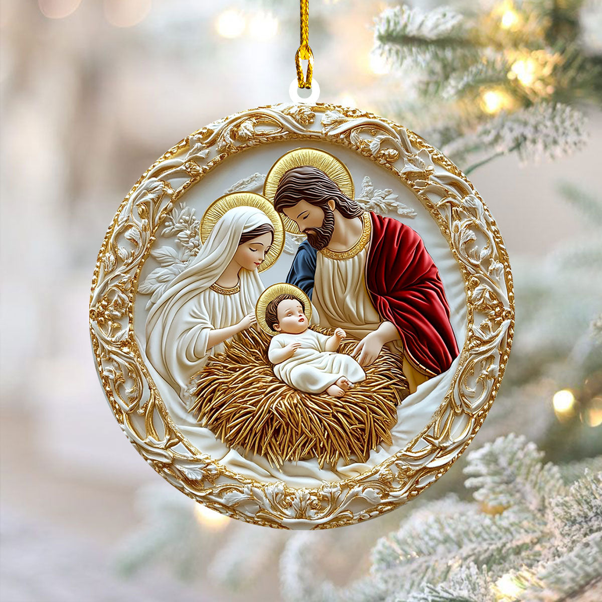 Acrylic Ornament Sacred Manger Scene Special Holiday Tree Decor