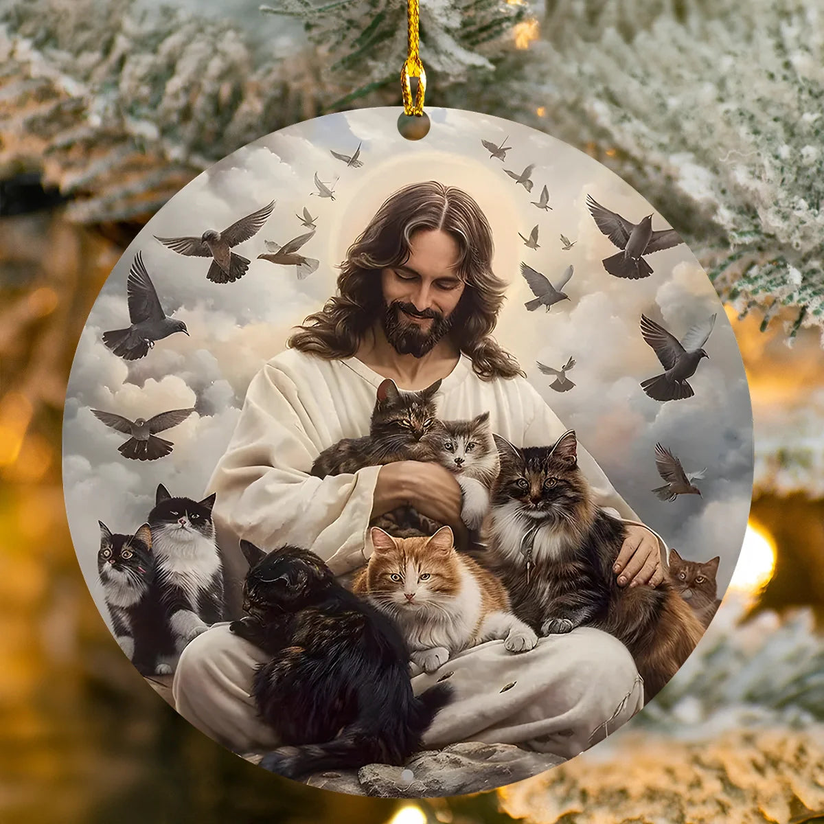 Acrylic Ornament Sacred Serenity With Cats Holiday Merch Collection