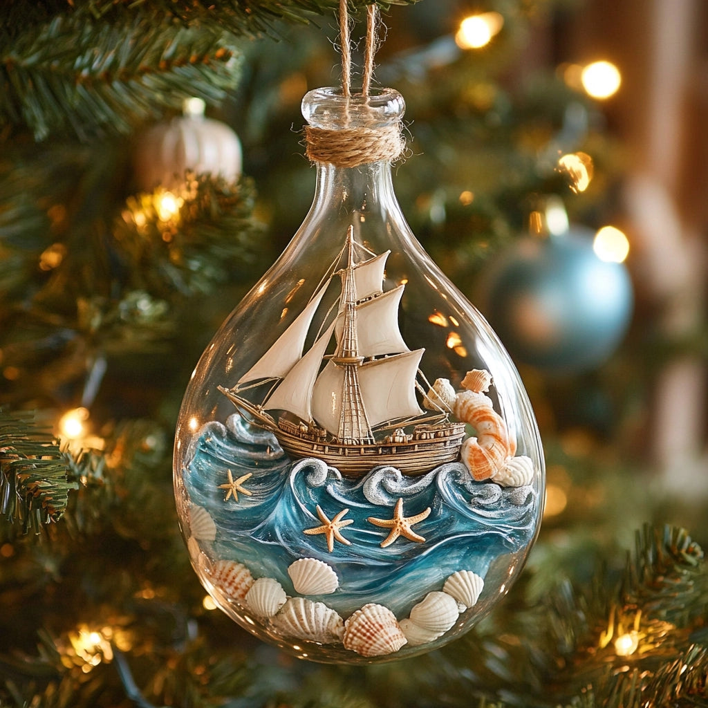 Acrylic Ornament Sailing Waves Warm Winter Home Ornament