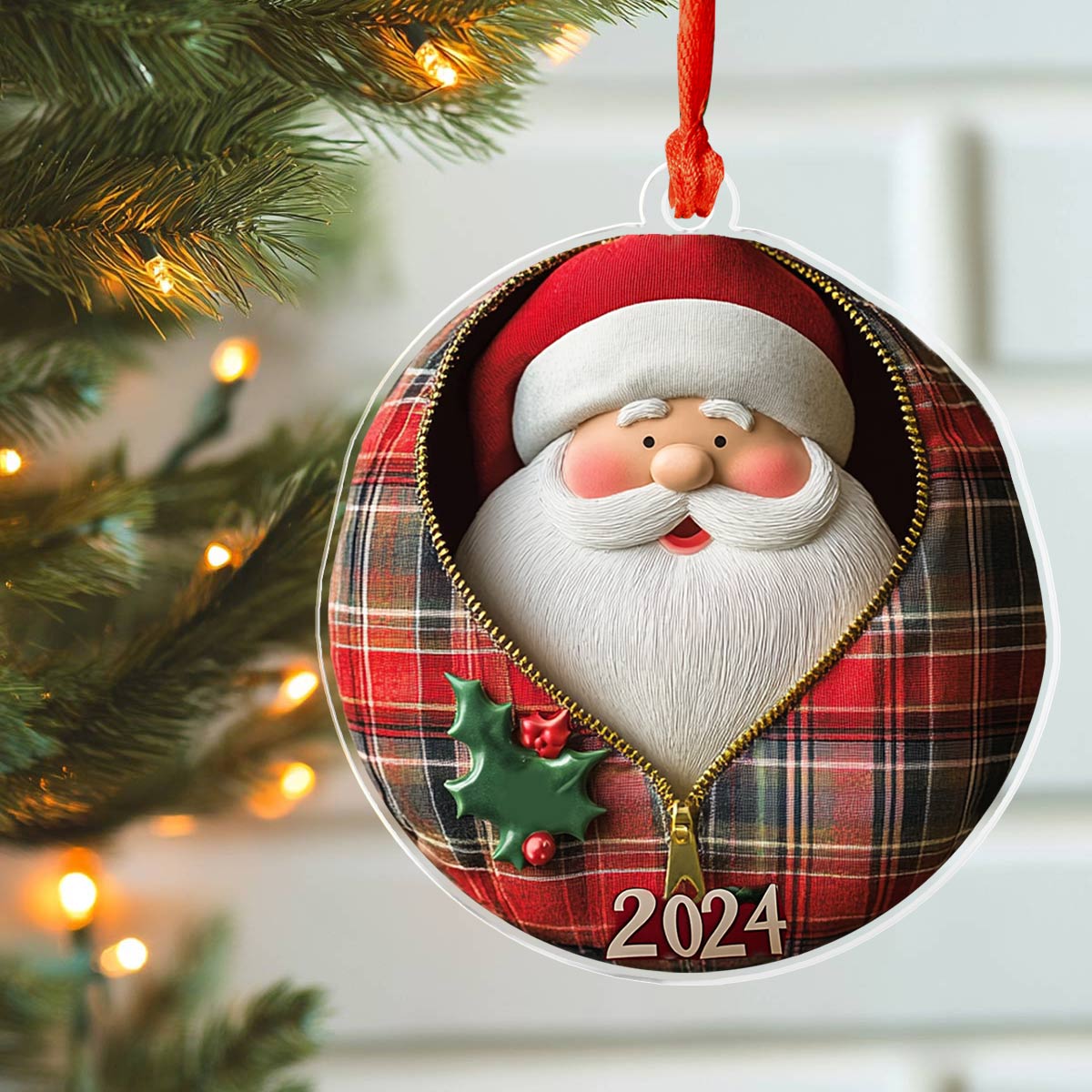 Acrylic Ornament Santa Surprise Heartfelt Ornament For Mom