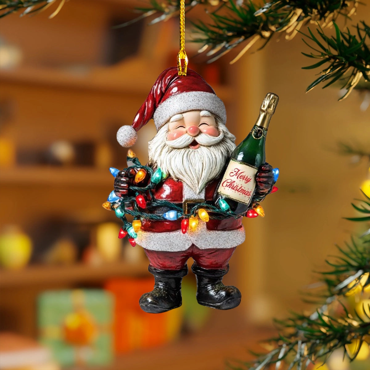 Acrylic Ornament Santas Festive Drink Beautiful Home Ornament Gift