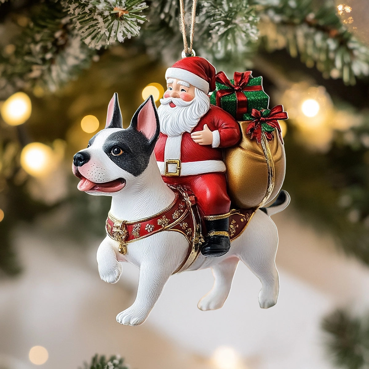 Acrylic Ornament Santas Festive Pup Joyful Tree Ornament Collection