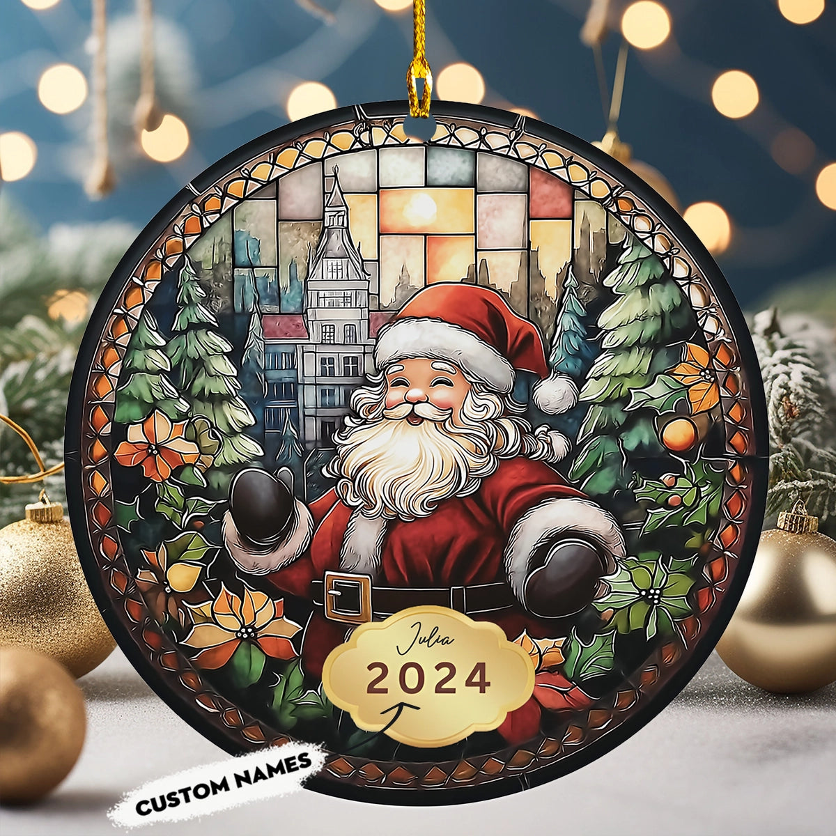 Acrylic Ornament Santas Festive Village Stylish Merch Ornament Design